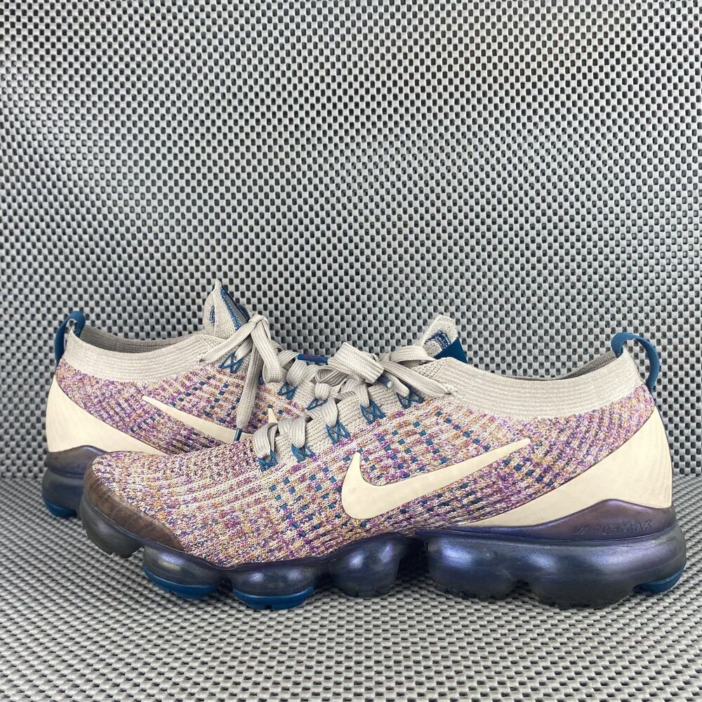 Nike Air VaporMax Flyknit 3 Running Shoes Womens 11 Cream Purple Logo Lace Up - Picture 4 of 12